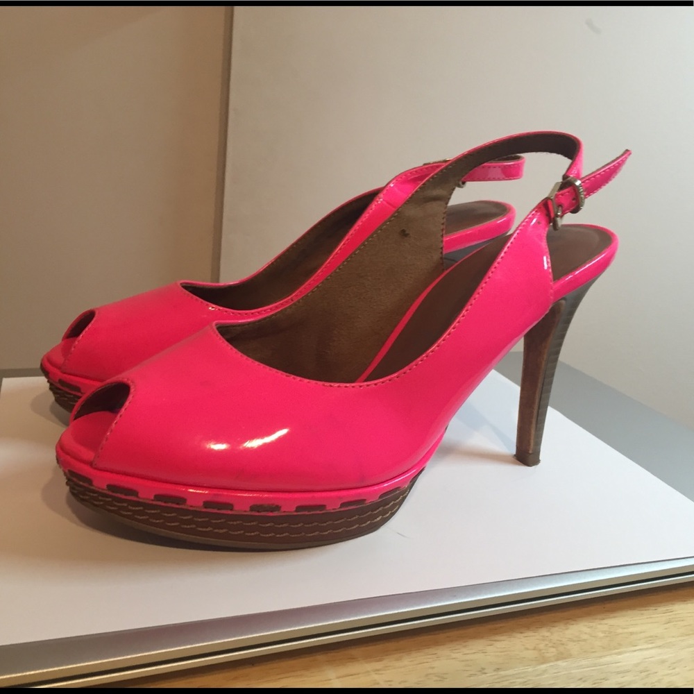 Neon Pink Tamaris Heels - Size 38